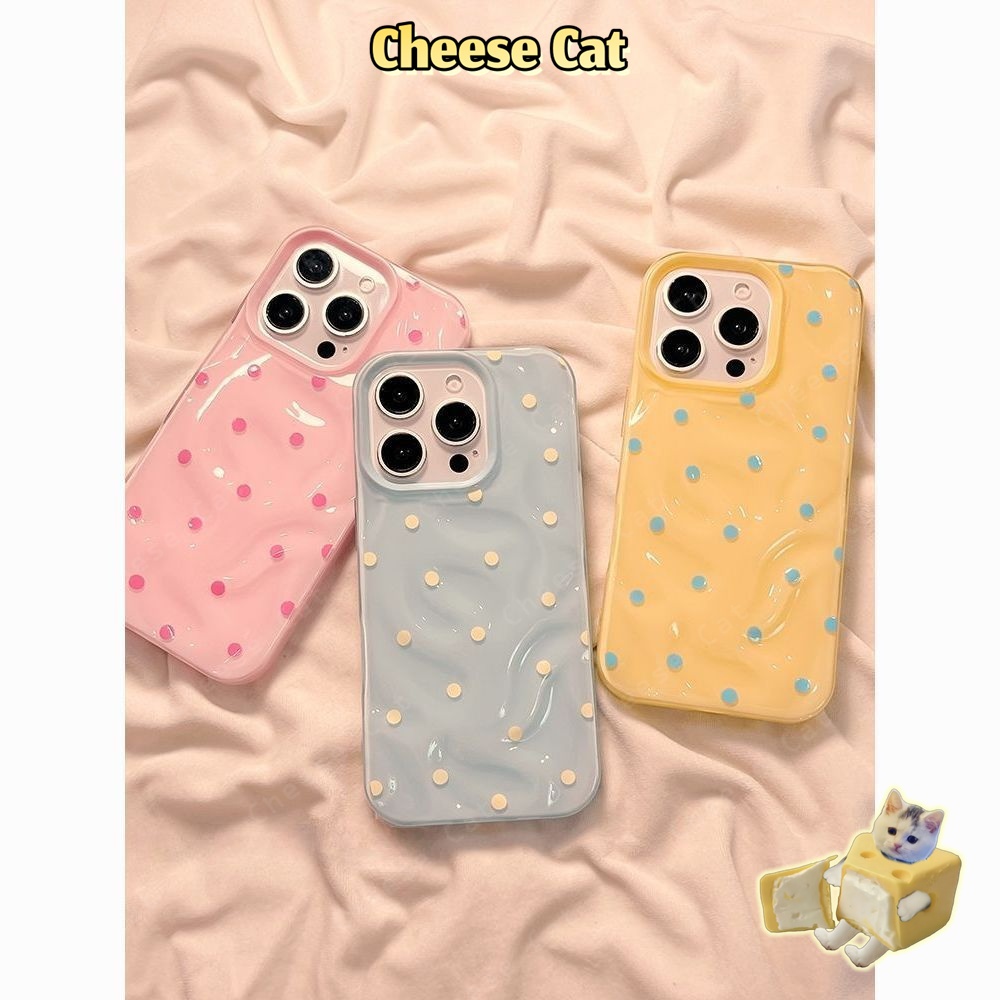 ins Ốp điện thoại xếp ly Dopamine chấm bi cho iPhone 15 14 13 12 11 17 16 Pro Max/Plus/Air Xs Max XR 7 Plus