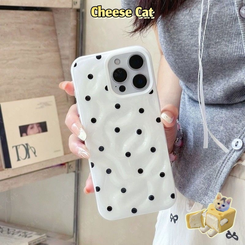 ins Ốp điện thoại xếp ly Dopamine chấm bi cho iPhone 15 14 13 12 11 17 16 Pro Max/Plus/Air Xs Max XR 7 Plus