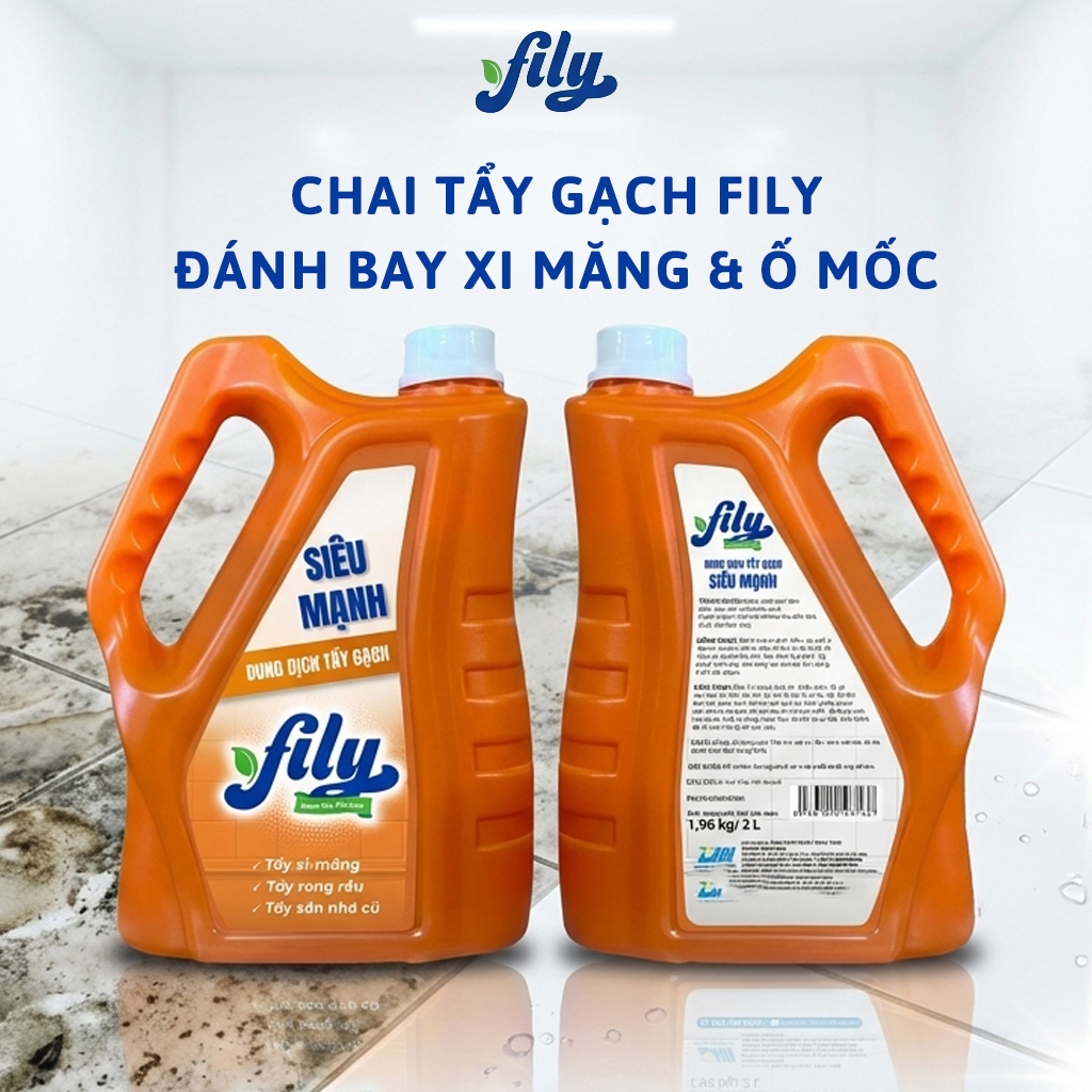 Chất Tẩy Trắng Gạch Rong Rêu Tẩy Xi Măng 2000ml Fily Tẩy Đa Năng Sàn Nhà Cặn Canxi Vết Ố Vàng
