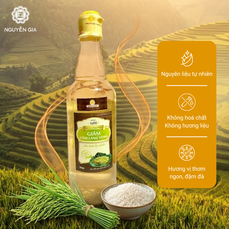 Giấm Cốm Làng Vòng Nguyễn Gia Lên Men Tự Nhiên 500ml NGG0111