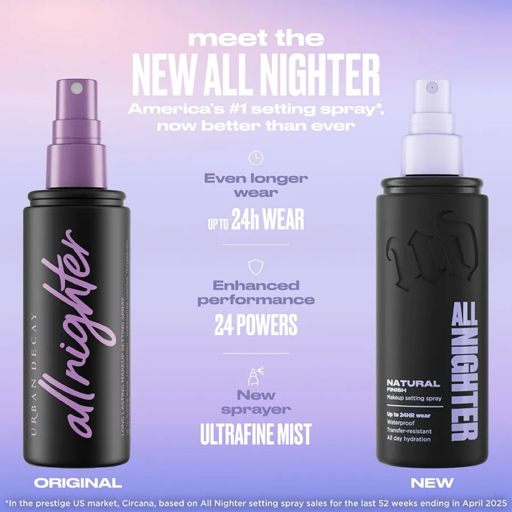 [Mẫu mới] Xịt Khóa Nền UB Decay All Nighter – Giữ Makeup Lâu, Chống Trôi – Lớp Sương Mịn, Không Loang Nền
