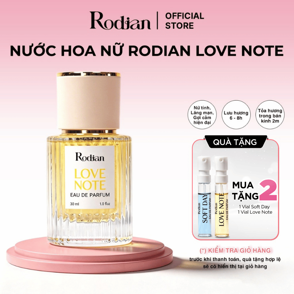 Nước Hoa Nữ Rodian Love Note 30ml, Lưu Hương Đến 8h - Hương Nữ Tính, Lãng Mạn Và Gợi Cảm