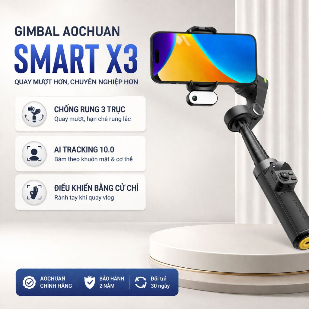 Gimbal Smart X3 Chính Hãng Aochuan, Gậy Chống Rung Điện Thoại Quay Phim ...