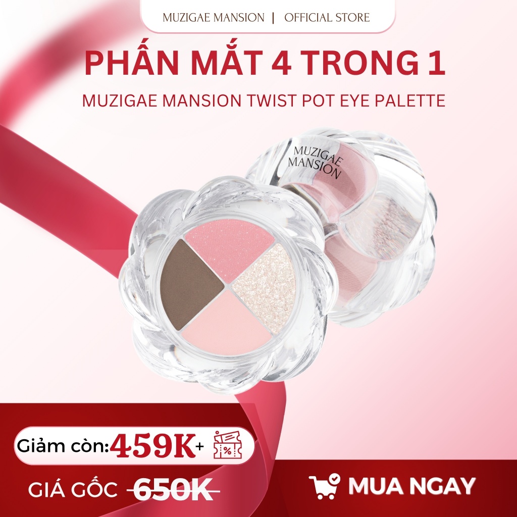 Bảng Phấn Mắt Muzigae Masion Twist Pot Eye Palette 4in1 Bắt Sáng, 20 Màu Đa Chức Năng 4.5g