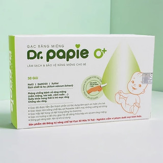 Gạc Rơ Lưỡi Dr.Papie Vệ Sinh Răng Miệng Cho Bé Từ Sơ Sinh, Hộp 30 miếng