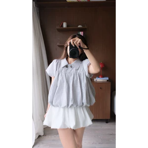 Áo sơ mi Kira Top (TSW) áo sơ mi kẻ bí tay bồng Nữ the.sweaterweather