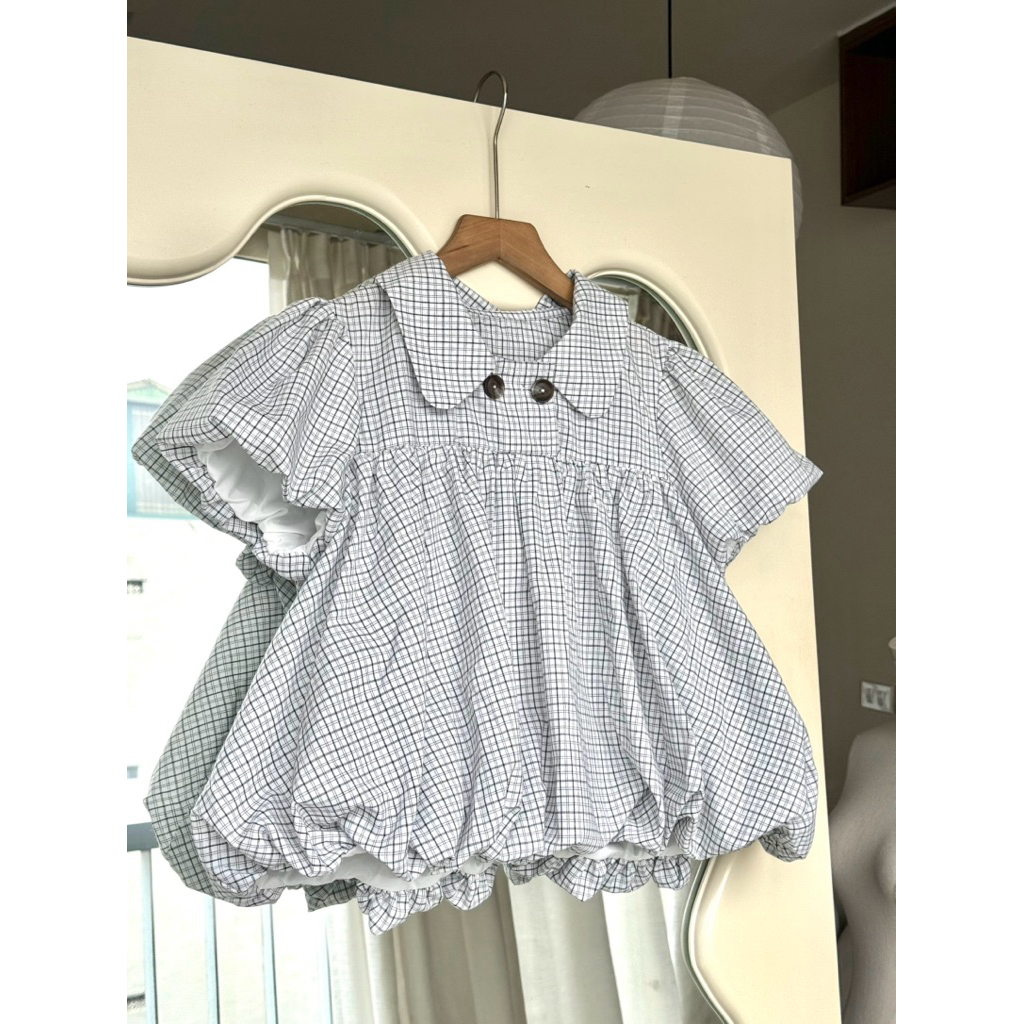 Áo sơ mi Kira Top (TSW) áo sơ mi kẻ bí tay bồng Nữ the.sweaterweather