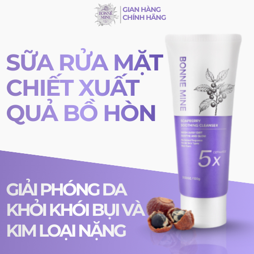 Sữa Rửa Mặt Chiết Suất Quả Bồ Hòn BONNE MINE Làm Sạch Sâu, Kiềm Dầu,Cho Da Dầu Mụn Nhạy Cảm 100g