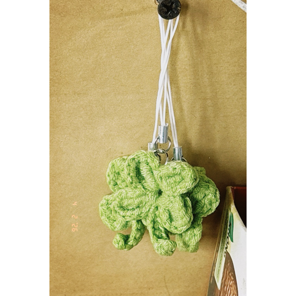 Móc Khoá Len Hình  Cỏ 4 Lá Mini Siêu Dễ Thương, Móc Khoá Cỏ 4  Lá Len Handmade Làm Quà Tặng