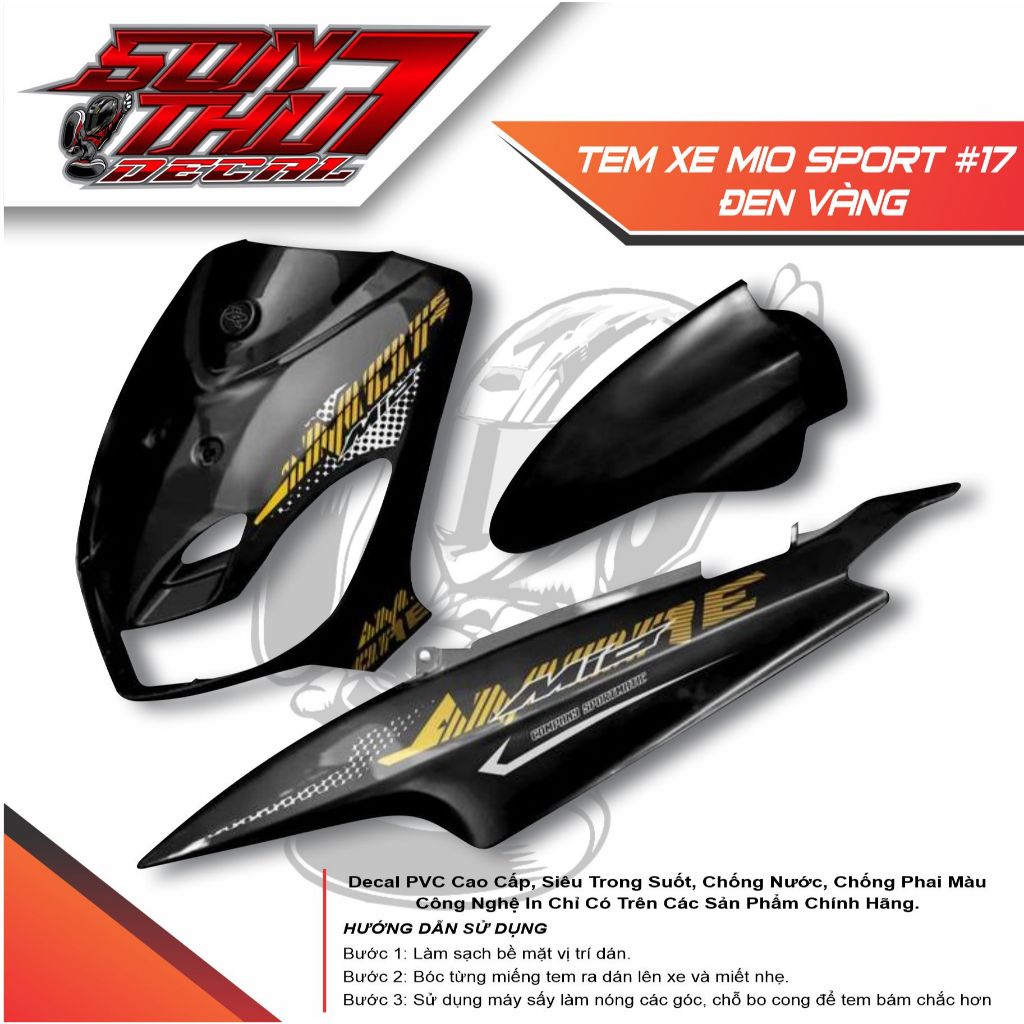 TEM XE MIO SPORT #17 (TEM 3 LỚP CAO CẤP - SẮC NÉT - KHÔNG PHAI MÀU)