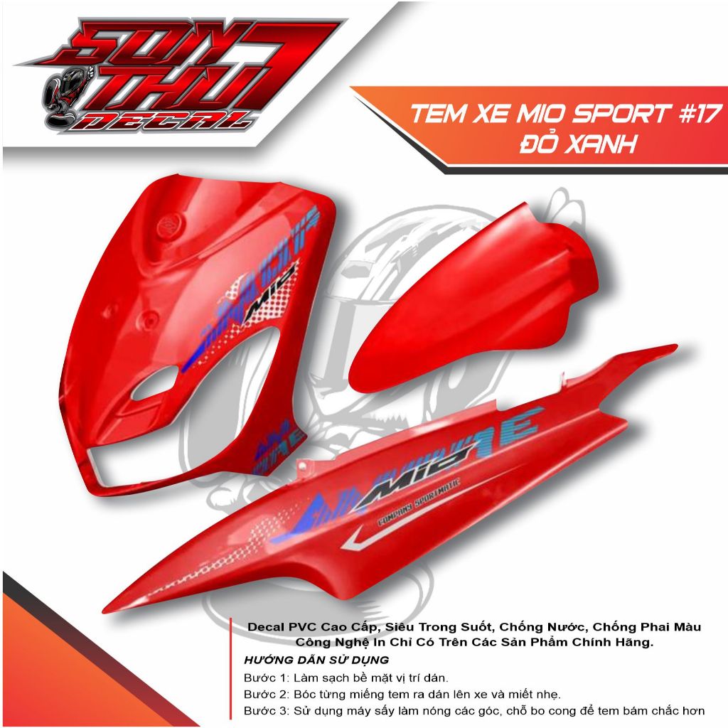 TEM XE MIO SPORT #17 (TEM 3 LỚP CAO CẤP - SẮC NÉT - KHÔNG PHAI MÀU)