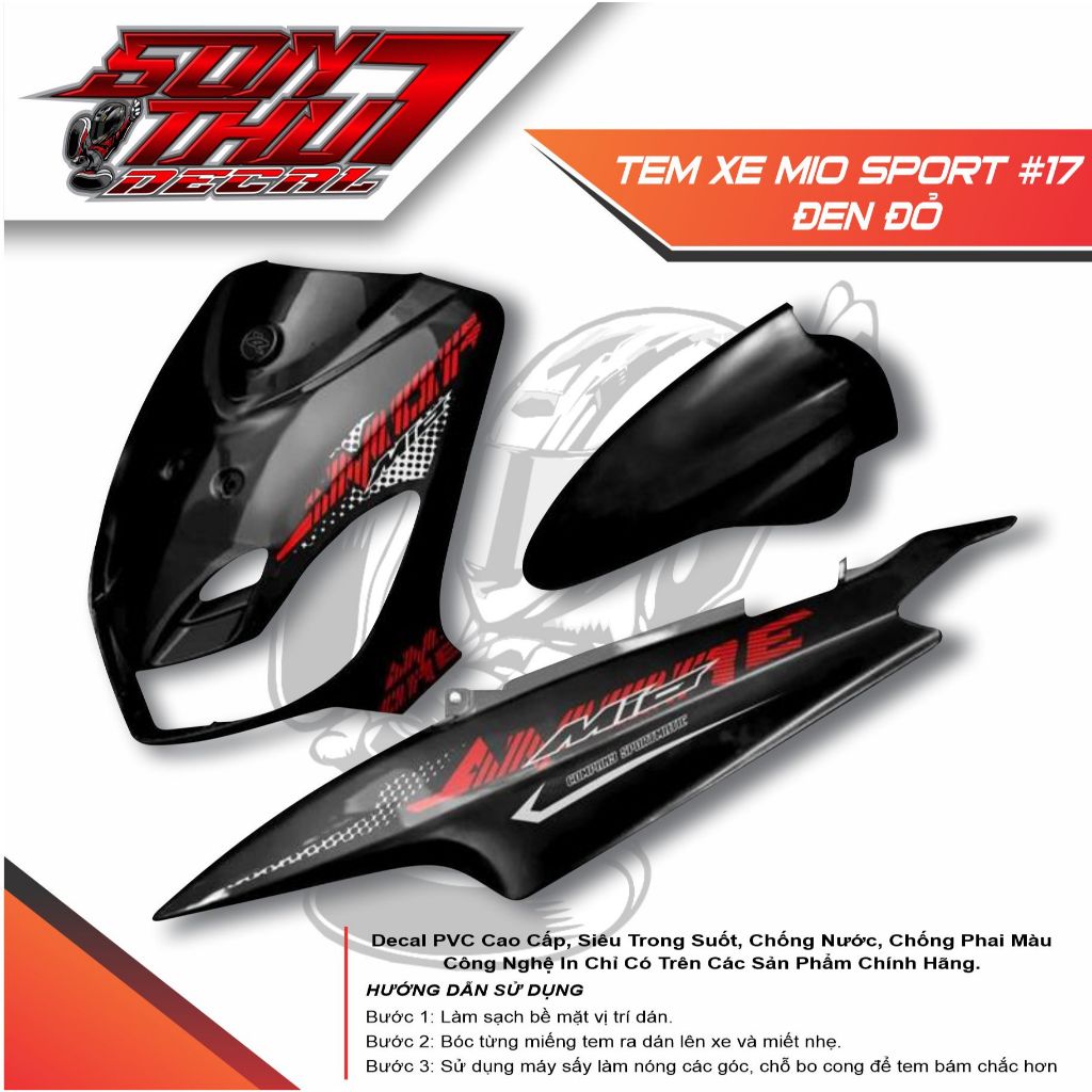 TEM XE MIO SPORT #17 (TEM 3 LỚP CAO CẤP - SẮC NÉT - KHÔNG PHAI MÀU)