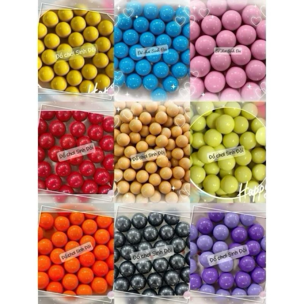 10 viên Bi nhựa đặt ruột 14mm nhiều màu - mini game - bi bốc số