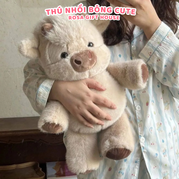 Gấu bông bò Sugaodi 40cm cao cấp – Thú nhồi bông bò sữa mềm mịn dễ thương quà tặng