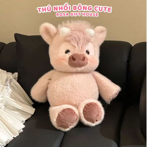 Gấu bông bò Sugaodi 40cm cao cấp – Thú nhồi bông bò sữa mềm mịn dễ thương quà tặng