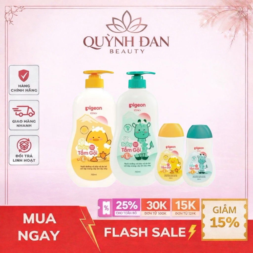 Sữa tắm gội dịu nhẹ Pigeon 2 in 1 cho bé 200ml-700ml hoa hướng dương/Jojoba.