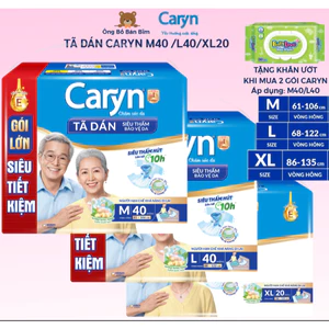 Tã Dán/Quần Caryn Siêu Thấm M40 / L40 / XL20 / M32 / L28 /XL24