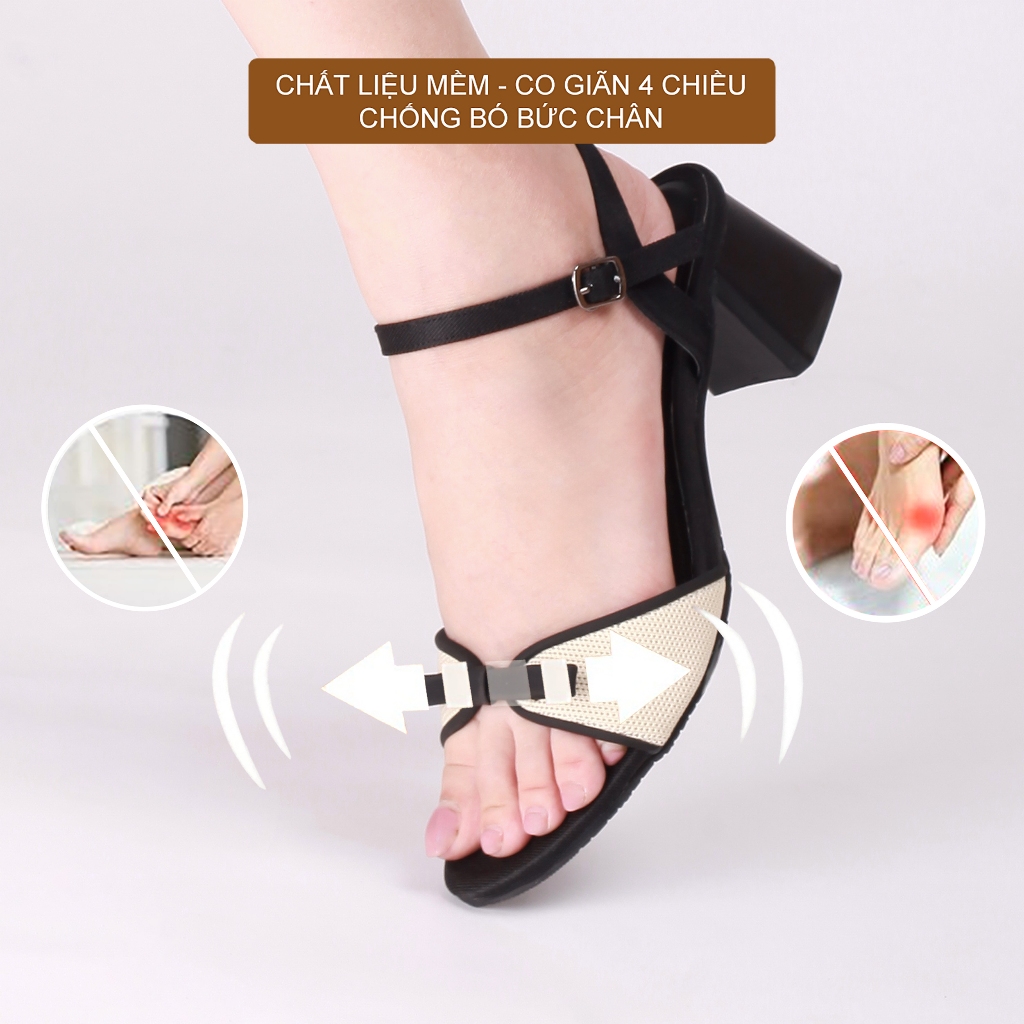CORII - Giày Sandal Cao Gót Quai Ngang Mũi Tròn Phối Nơ Thời Trang và Thoải Mái Nhất - CR6ELA1 Đen