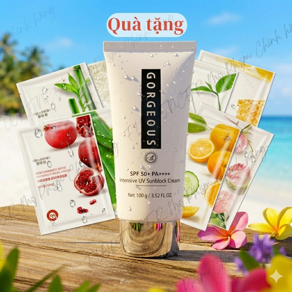 Kem Chống Nắng Gorgeous Quốc Dân Nâng Tông Siêu Đẹp, Không Bết Rít, Kiềm Dầu, Chống Nắng Phổ Rộng SPF 50+ PA++++ (100g)