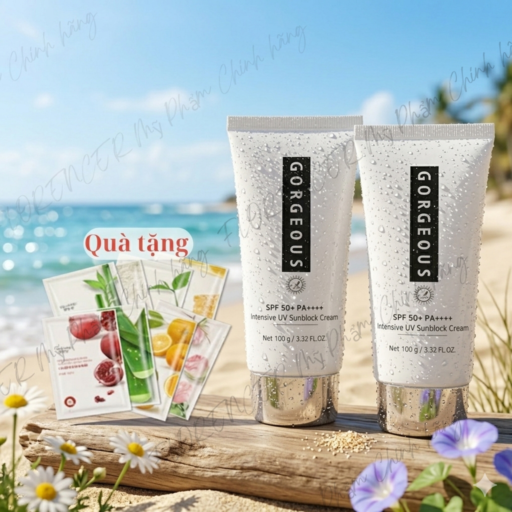 Combo 2 Tặng 2 Mặt Nạ- Kem Chống Nắng Gorgeous Quốc Dân Nâng Tông Siêu Đẹp, Không Bết Rít, Kiềm Dầu (giá sỉ)