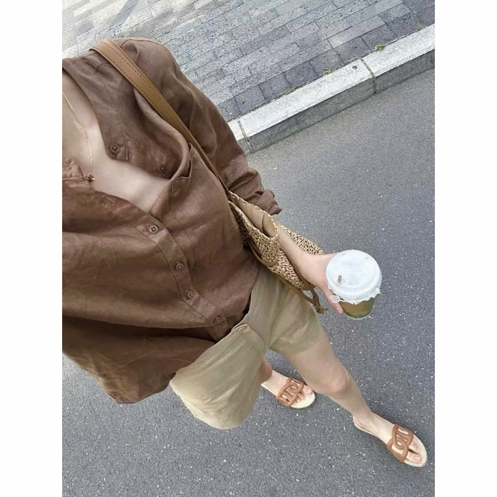 𝗣𝗮𝘂 𝗟𝗶𝗻𝗲𝗻  -  Áo Sơ mi Linen cổ tàu