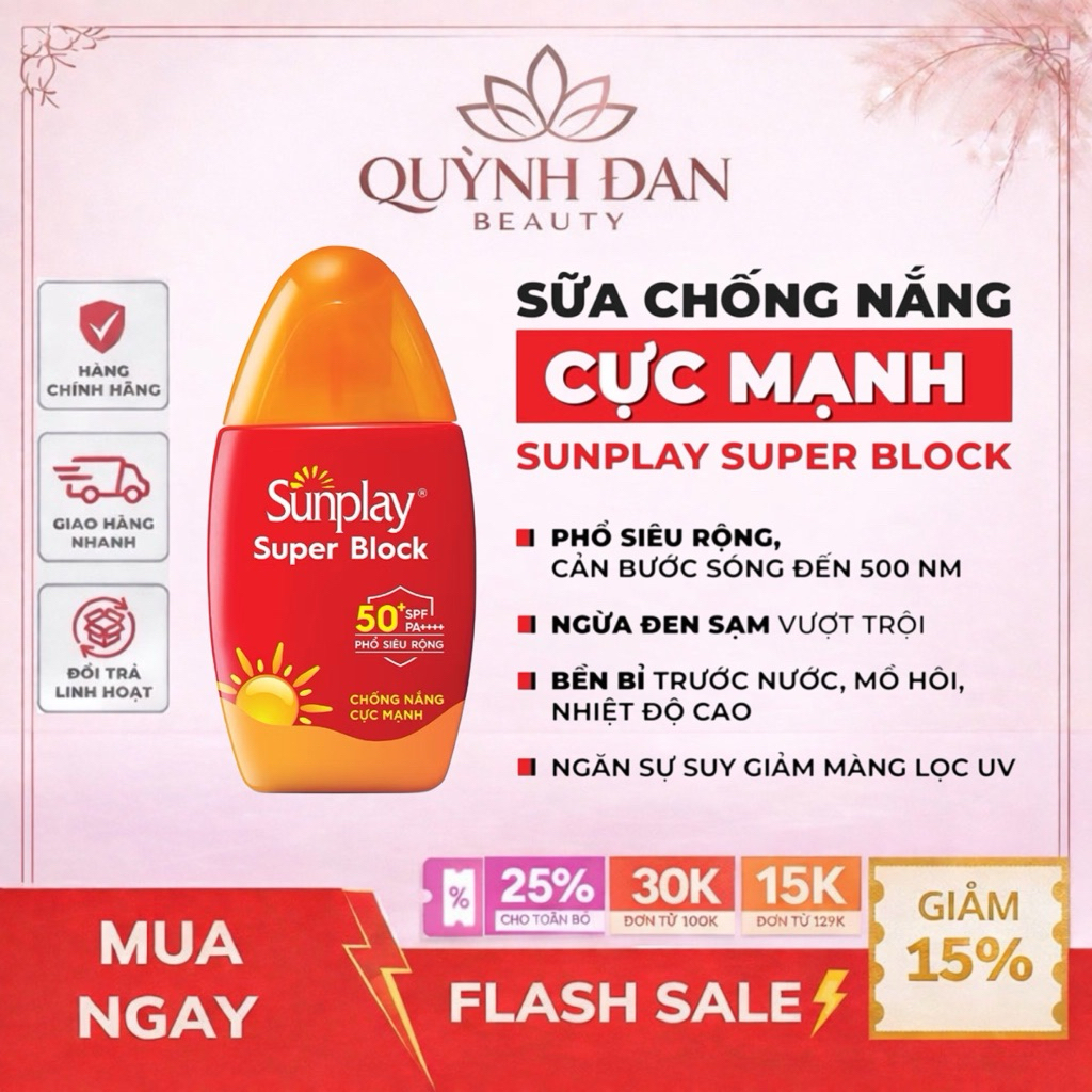 Kem chống nắng Sunplay cực mạnh, ngừa đen sạm da hiệu quả dạng sữa Sunplay Super Block SPF 50+, PA++++ 70g