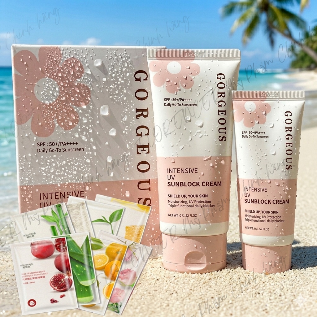 [Tặng] Set Kem Chống Nắng Gorgeous Quốc Dân Nâng Tone Siêu Đẹp, Không Bết Rít - Tuýp 100g Tặng Kèm Tuýp 50g