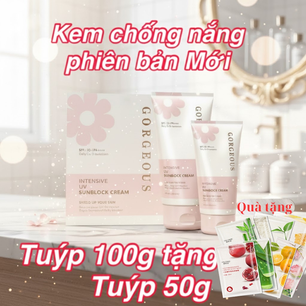 [Tặng] Set Kem Chống Nắng Gorgeous Quốc Dân Nâng Tone Siêu Đẹp, Không Bết Rít - Tuýp 100g Tặng Kèm Tuýp 50g