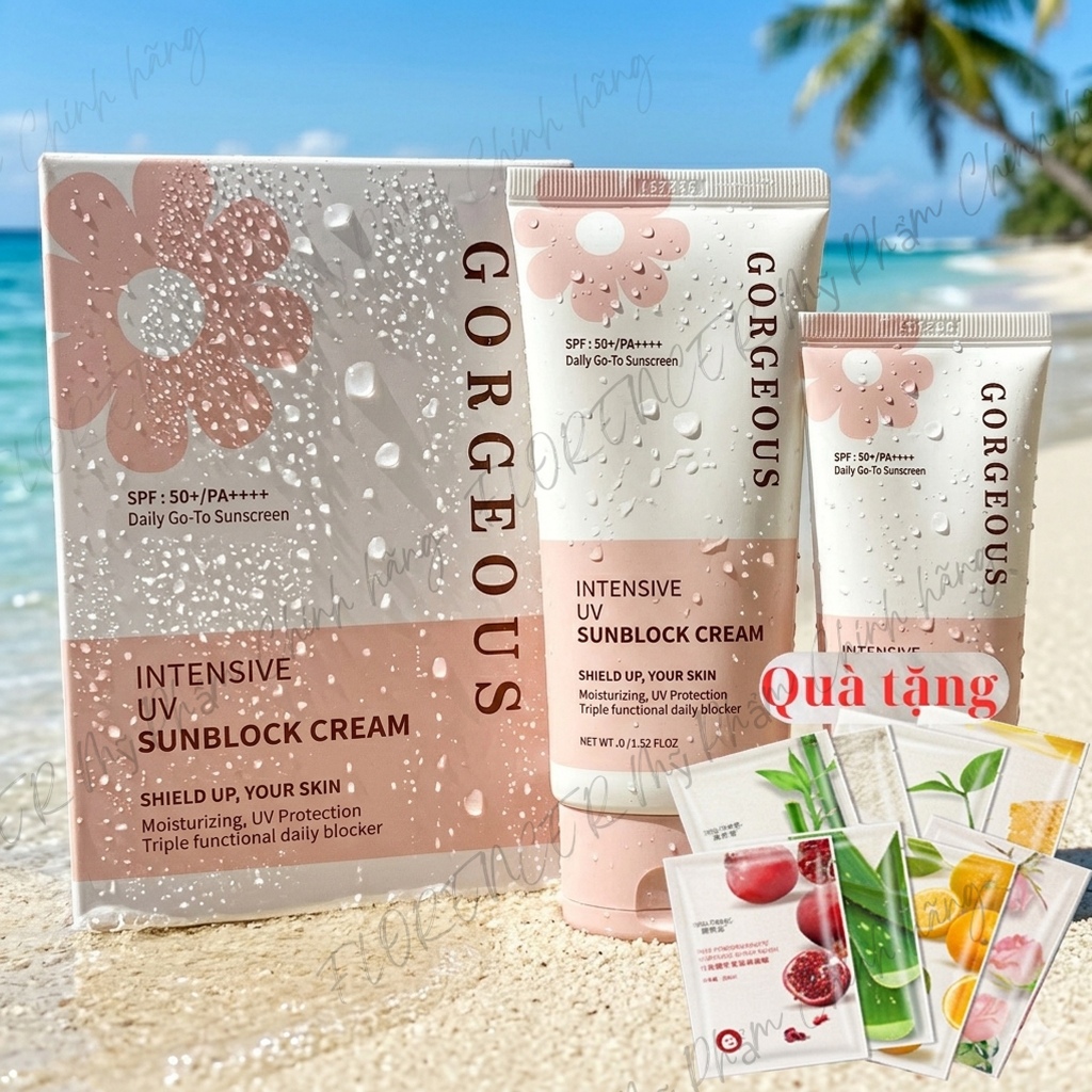 [Tặng 2Mn] Set Kem Chống Nắng Gorgeous Quốc Dân Nâng Tone Siêu Đẹp, Không Bết Rít - Tuýp 100g Tặng Kèm Tuýp 50g