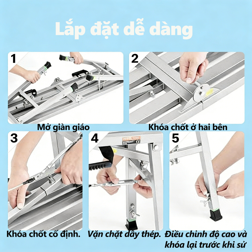 [Giá Siêu Rẻ] Giàn giáo gấp gọn Nhiều kích thước lựa 1.2m-2m chọn Không Rung Chịu Lực 150kg  Công trình cải tạo nhà
