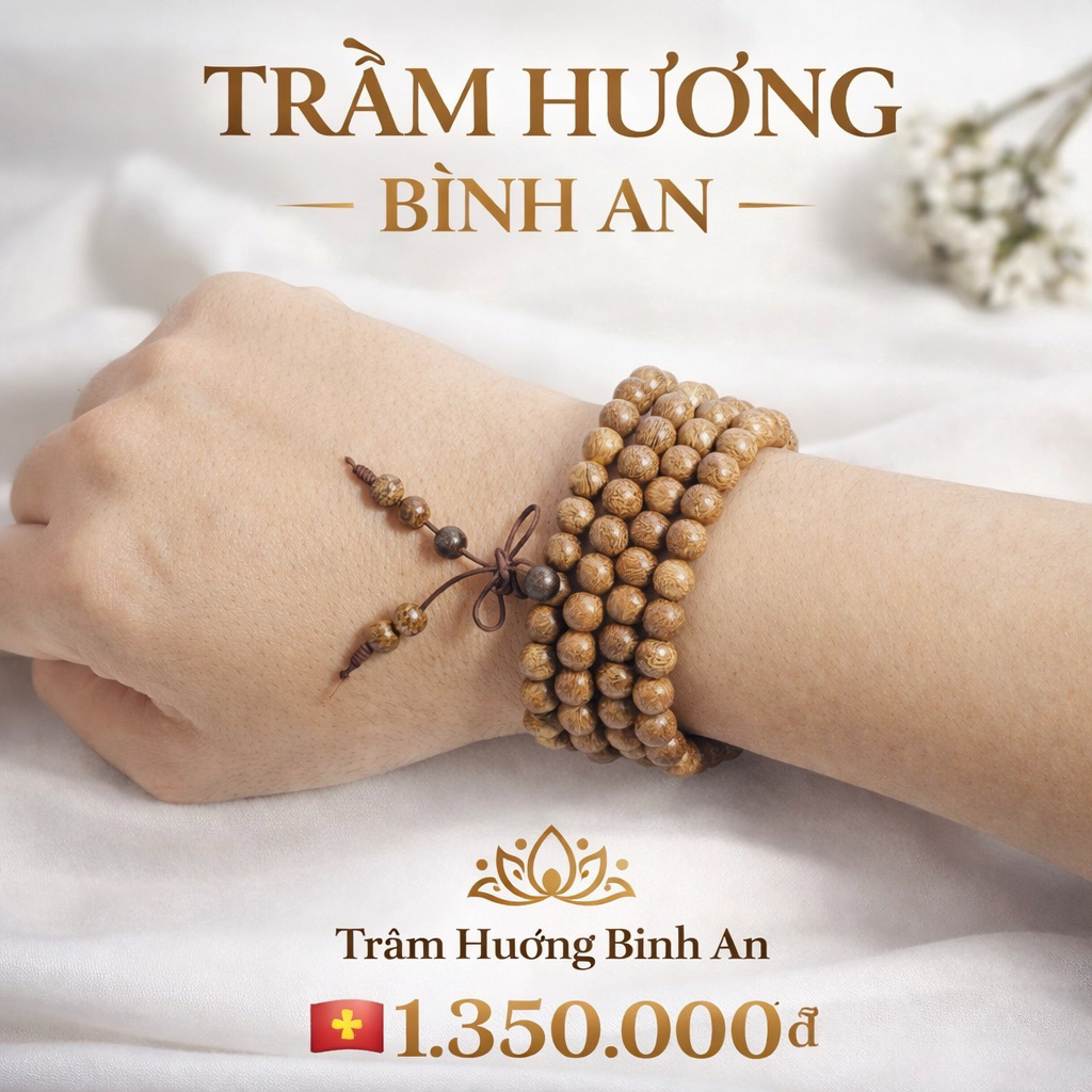 Vòng Tay Trầm Hương 108 Hạt Quảng Nam Tự Nhiên (6mm-8mm) - Chuỗi Trầm Hương Đeo Tay, Đeo Cổ Bình An, Tài Lộc Cho Nam Nữ