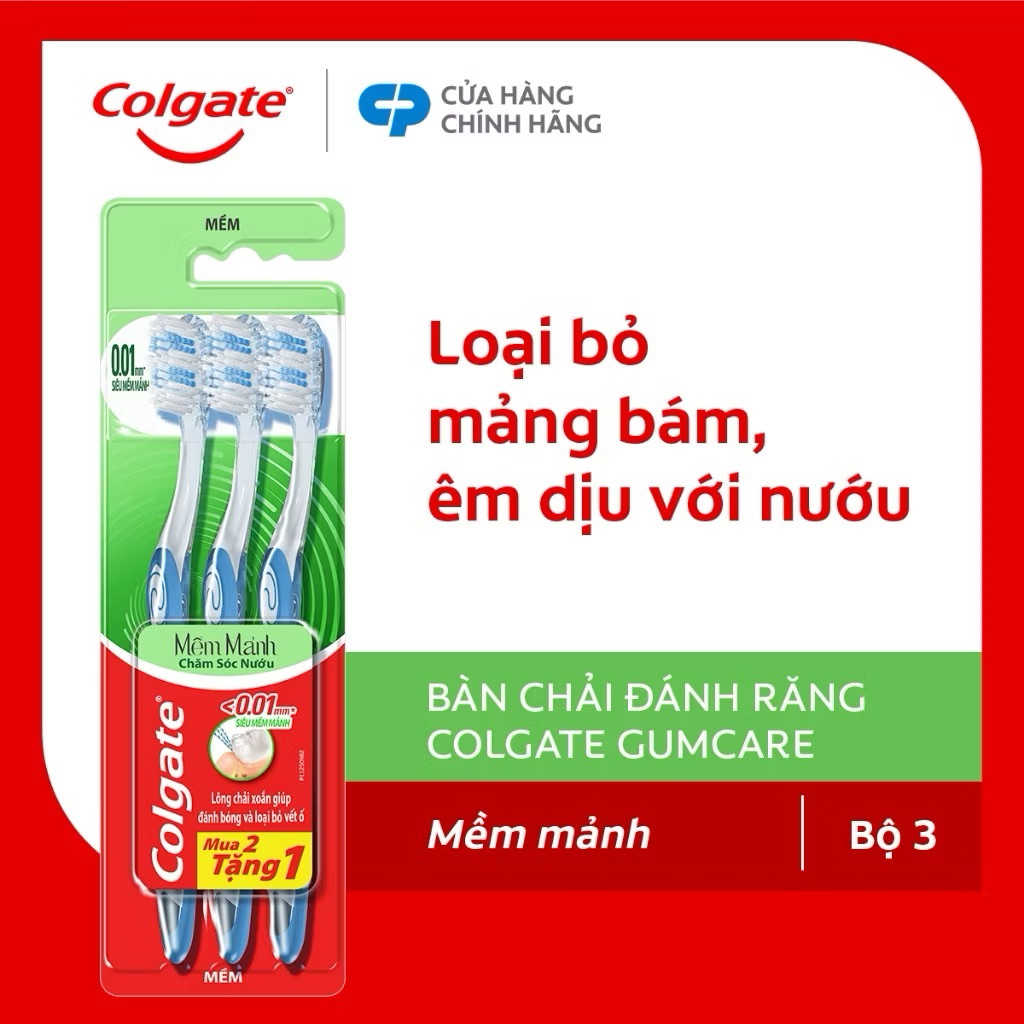 Bộ 3 bàn chải Colgate chăm sóc nướu, chải sạch sâu hiệu quả