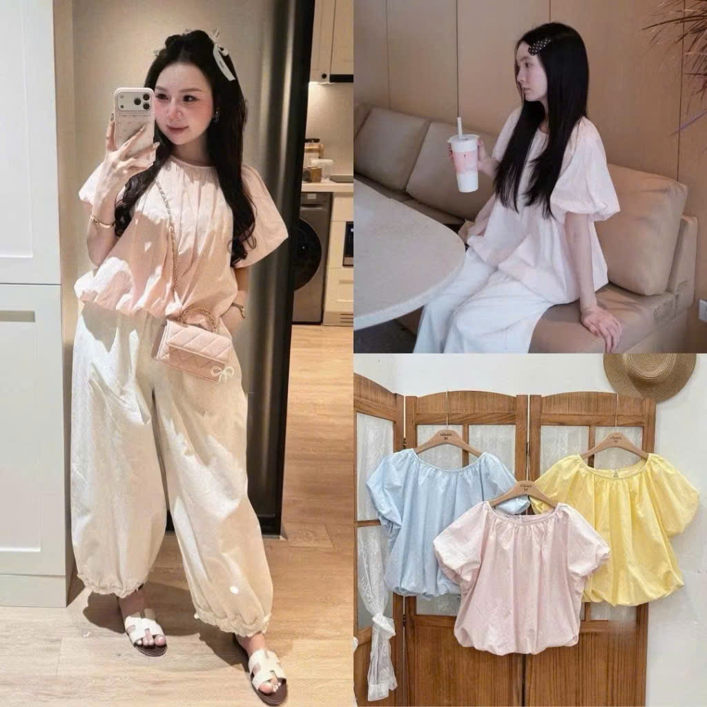 Áo Blouse Nữ Bubble Top Hàn Quốc – Form Rộng Tôn Dáng, Tay Phồng Xinh Joolate 1675