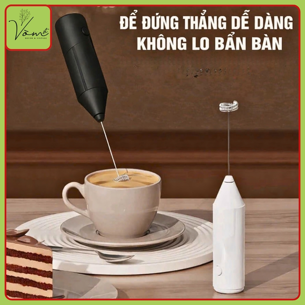 Máy Đánh Bọt Sữa & Trứng Mini Cầm Tay VÒM DECOR –Tạo Foam Mịn Nhanh, Động Cơ Mạnh Mẽ, Pha Café, Matcha,Sữa Tươi Tiện Lợi