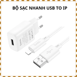 Combo Củ Sạc 12W USB Chân Tròn + Cáp Sạc 1m Sạc Ổn Định Dùng Cho Điện Thoại Tablet Hoco X88 C134A