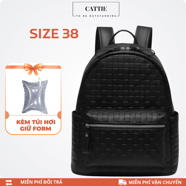 Balo Da Thời Trang Nam Nữ Balô Da Pu Cao Cấp Balo Cặp Đi Học Đi Chơi Balo Đựng Laptop 14 Inch CATTIE CB018