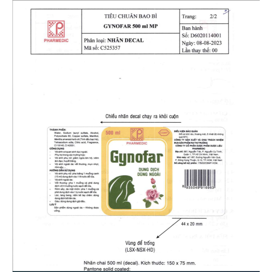 Dung dịch Gynofar giúp vệ sinh phụ nữ, sát trùng vết thương, mụn, rôm sảy, chống gàu, Viêm Da, Ngứa | BigBuy360 - bigbuy360.vn