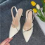 Giầy cao gót mũi nhọn phối dây đá chéo. chất da mềm êm chân gót cao 5-9cm mã B11