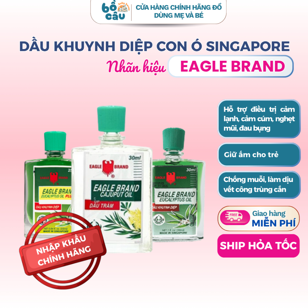 [CHÍNH HÃNG] Dầu khuynh diệp cho bé Ealge Brand Singapore, dầu khuynh diệp giúp giữ ấm, chống muỗi