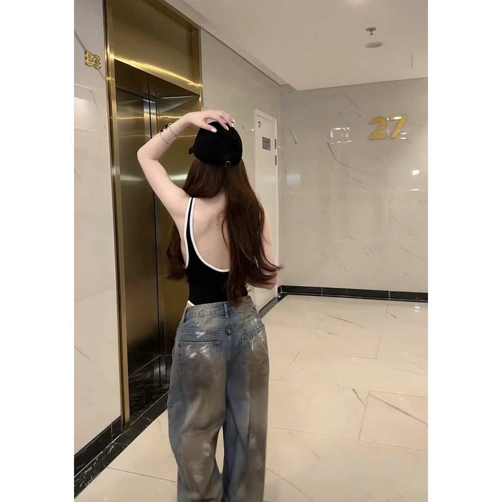 Áo body suits phối viền khoá ngực mix đồ siu chất