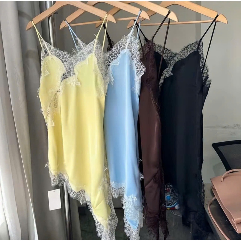 [ sẵn ] Aó Lụa 2 Dây Phối Ren Cao cấp Hottrend/ T&T.SHOP