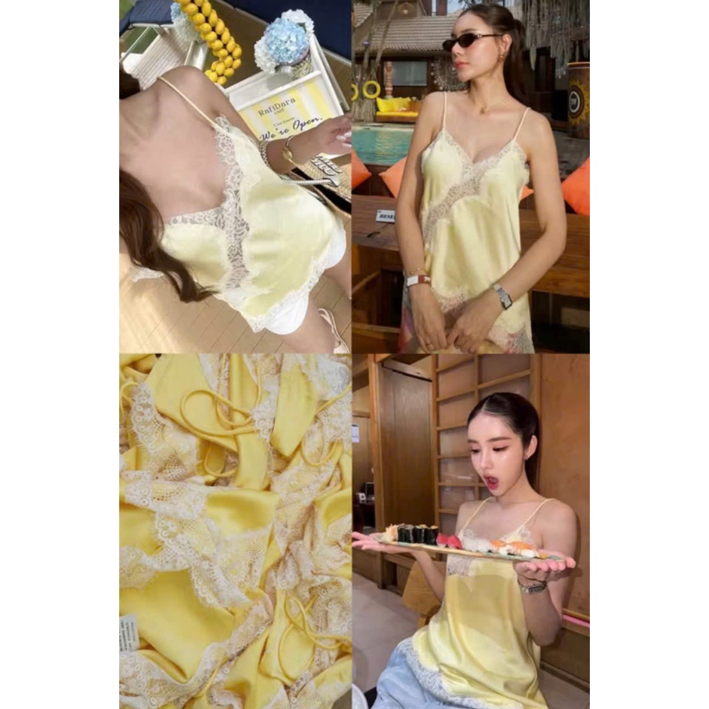 [ sẵn ] Aó Lụa 2 Dây Phối Ren Cao cấp Hottrend/ T&T.SHOP