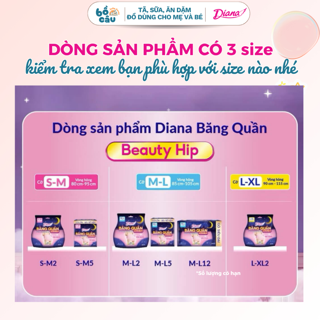 Băng vệ sinh quần Beauty Hip siêu thấm hút chống tràn 360 độ size M-L gói 12 miếng tiết kiệm