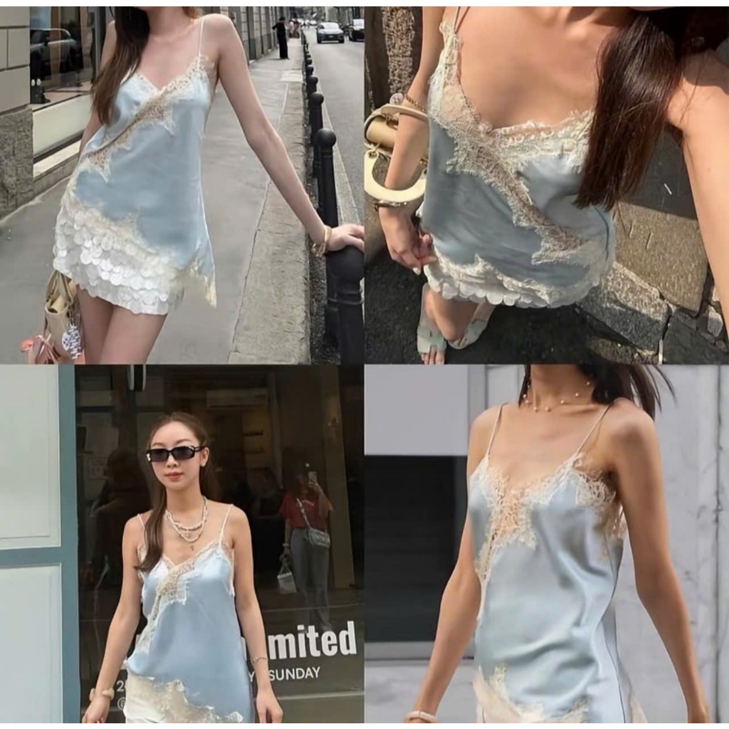 [ sẵn ] Aó Lụa 2 Dây Phối Ren Cao cấp Hottrend/ T&T.SHOP