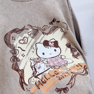 Áo Thun Nữ Kitty Màu Loang Mài Form Rộng QCCC Cao Cấp