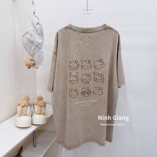 Áo Thun Nữ Kitty Màu Loang Mài Form Rộng QCCC Cao Cấp