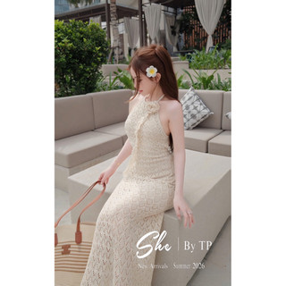 Váy Len Yếm Maxi Đuôi Cá Đính Hoa
