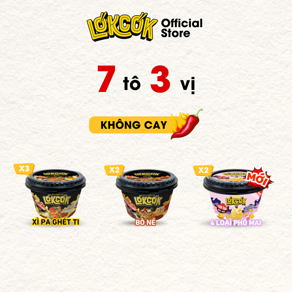 [Chính Hãng] Combo 7 Tô Mì Trộn LOKCOK Đủ Vị - Thực Thần Đường Phố