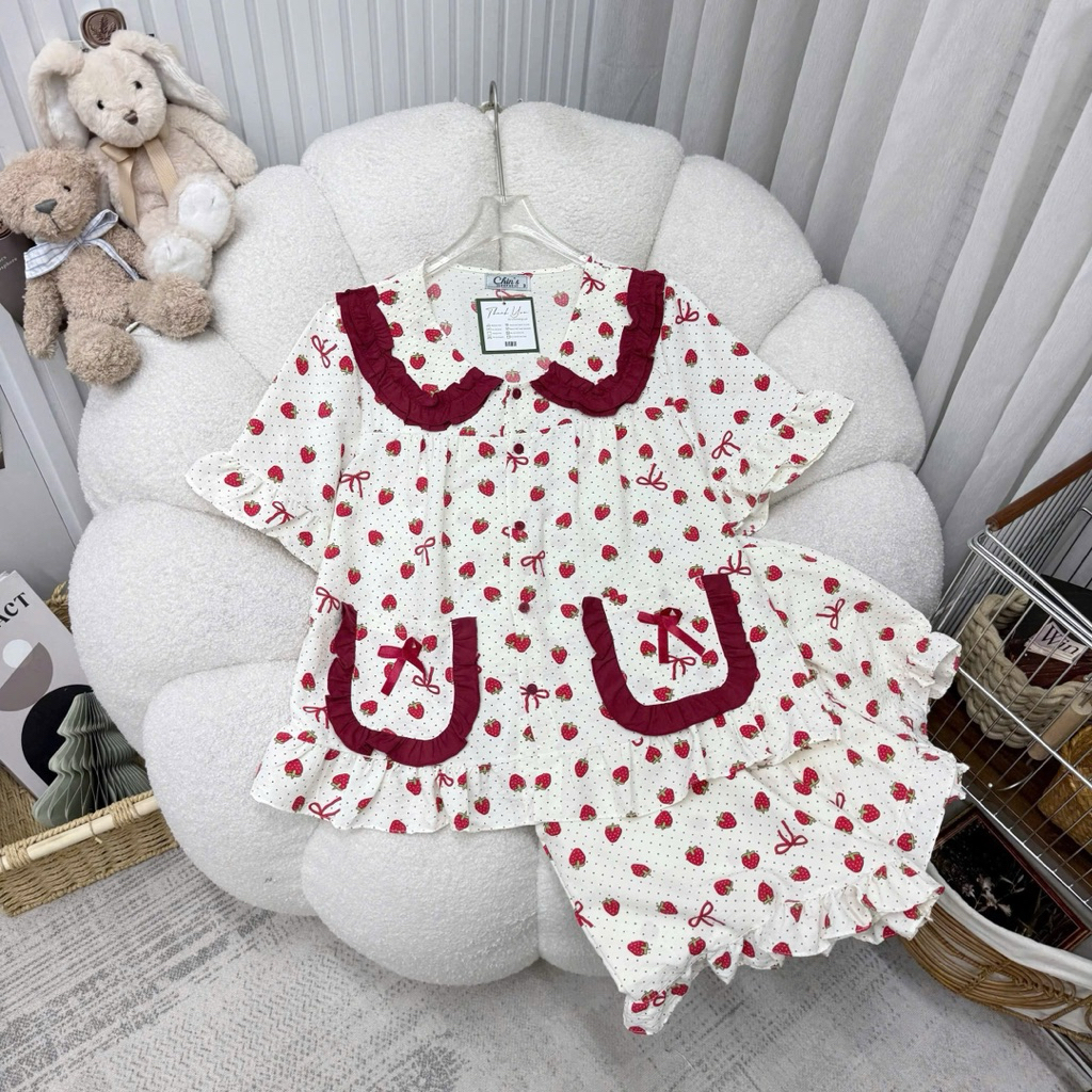 Set Bộ Nữ , Set Bộ Pijama Đũi Đùi Hoạ Tiết Xinh B95