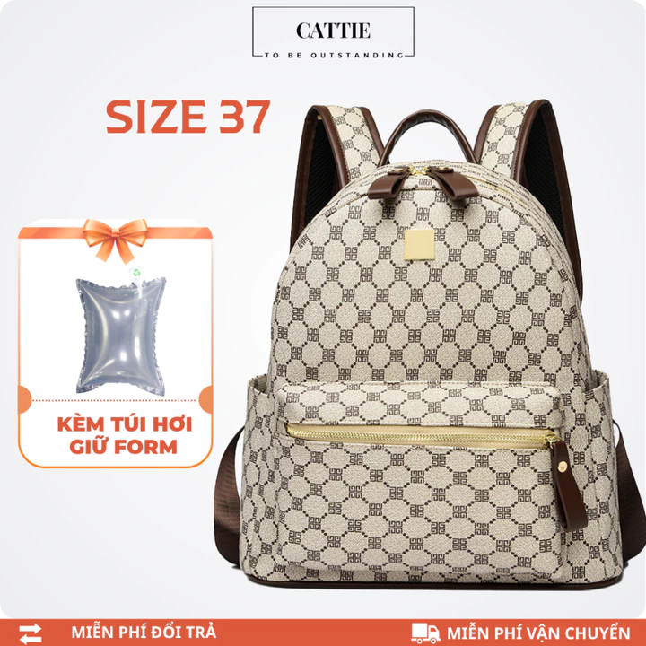 Balo Da Thời Trang Balô Da Pu Cao Cấp Balo Cặp Đi Học Đi Chơi Balo Đựng Laptop 14 Inch CATTIE CB033